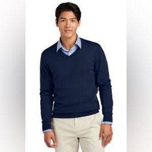 Brooks Brothers Men's Washable 100% Italian Merino Wool V-Neck Sweater L
